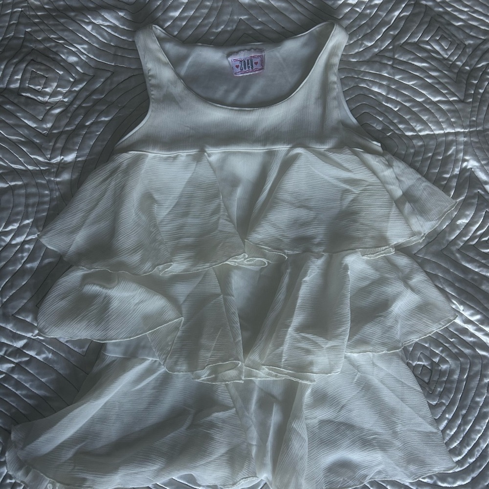 White ruffle tank top